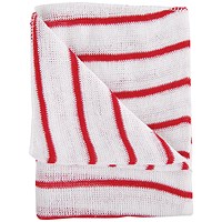 Hygiene Dishcloths, 406x340mm, Red and White, Pack of 10