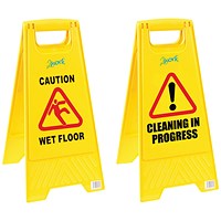 2-sided Caution Folding Safety Sign Yellow (1 Sign)