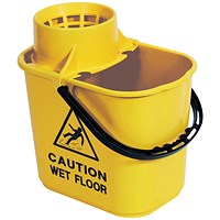 2Work Plastic Mop Bucket with Wringer 15 Litre Yellow 102946YL