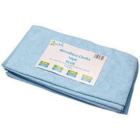 2Work Microfibre Cloth, Blue, Pack of 10