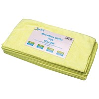 2Work Microfibre Cloth, Yellow, Pack of 10
