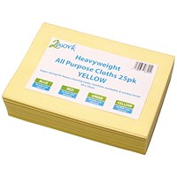 2Work Heavyweight Cloth, 500x350mm, Yellow, Pack of 25