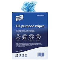 Antibacterial Cloths on a Roll, 220x370mm, Blue, Pack of 200