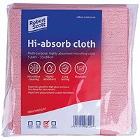 Robert Scott Hi-Absorb Microfibre Cloth, 350x380mm, Red, Pack of 5
