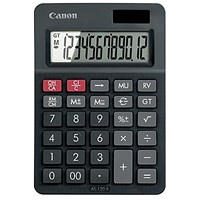 Canon AS-120 II Desktop Calculator, 12 Digit, Solar and Battery Power, Black