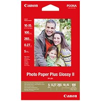 Canon Photo Paper Plus Glossy II PP-201, 4x6 inch, Pack of 100