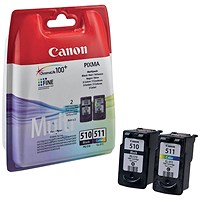 Canon PG-510/CL-511 Black and Colour Inkjet Cartridges (2 Cartridges)