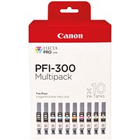 Canon PFI-300 Ink Cartridges MBK/C/M/Y/PBK/CO/GY/R/PC/PM Multipack 4192C008