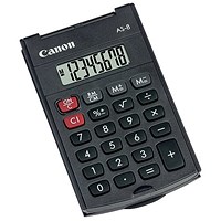 Canon AS-8 Handheld Calculator, 8 Digit, Battery Powered, Black Canon AS-8 Handheld Calculator, 8 Digit, Battery Powered, Black