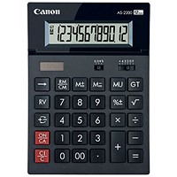 Canon AS-2200 Desktop Calculator, 12 Digit, Solar and Battery Power, Black
