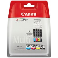 Canon CLI-551 Inkjet Cartridge Multi Value Pack CMYK 6509B015