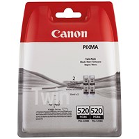Canon PGI-520 Inkjet Cartridge, Twin Pack, Black
