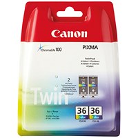 Canon CLI-36 Inkjet Cartridge Twin Pack Colour 1511B025