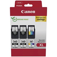 Canon PG-560XL x 2/CL-561XL Ink Cartridges High Yield K/CMY Multipack 3712C009