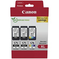 Canon PG-575XL x 2/CL-576XL Ink Cartridges High Yield K/CMY + 4x6 in Photo Paper Value Pack 5437C004