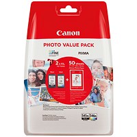 Canon PG-545XL/CL-546XL Ink Cartridges High Yield K/CMY + 4 x 6 in Photo Paper Value Pack 8286B011