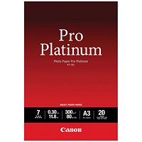 Canon A3 Pro Platinum Photo Paper, Glossy, 300gsm, Pack of 20 Canon A3 Pro Platinum Photo Paper, Glossy, 300gsm, Pack of 20