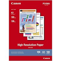Canon High Resolution A3 Inkjet Paper White, 106gsm, (Pack of 100)