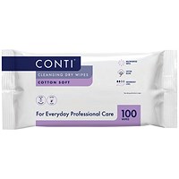 Conti Cleansing Dry Wipes Cotton Soft Large 100Wipes Pack of 20