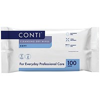 Conti Cleansing Dry Wipes Soft Large 100 Wipes Pack of 32