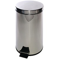 Stainless Steel Pedal Bin, 12 Litre, Silver