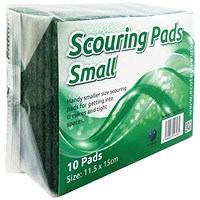 Economy Flat Scourer Pads, 150x115mm, Green, Pack of 10