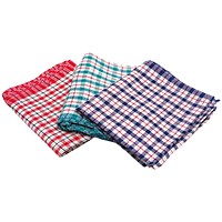 2Work Check Design Tea Towels, 480x710mm, Assorted, Pack of 10