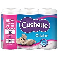 Cushelle Original 2-Ply Extra Long Toilet Rolls, Pack of 12