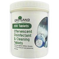 Effervescent Chlorine Disinfectant and Cleaning Tablets, White, Pack of 200 Effervescent Chlorine Disinfectant and Cleaning Tablets, White, Pack of 200