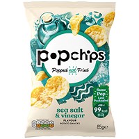 Popchips Crisps Salt and Vinegar Sharing Bag 85g (Pack of 8)