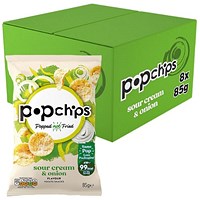 Popchips Crisps Sour Cream and Onion Share Bag 85g (Pack of 8)