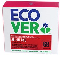Ecover All In One Dishwasher Tablets, Lemon and Mandarin, Pack of 68