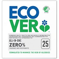Ecover Zero All-in-One Dishwasher Tablets, Pack of 25