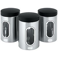 Kitchen Canisters Set of 3 Silver Stainless Steel