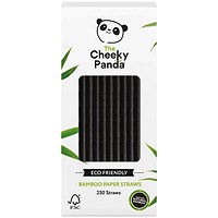 Cheeky Panda Bamboo Paper Straw, Black, Pack of 250