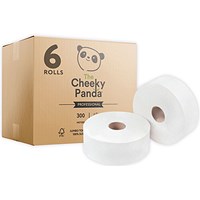 Cheeky Panda Professional Bamboo Maxi Jumbo Toilet Roll, 2-Ply, 300m Pack of 6