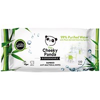 Cheeky Panda Biodegradable Multipurpose Wipes, 100 Wipes Per Pack, Pack of 6