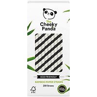 Cheeky Panda Bamboo Paper Straw, Black Stripes, Pack of 250