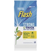 Flash Strong and Thick Anti-Bacterial Wipes Lemon (Pack of 60) 406127