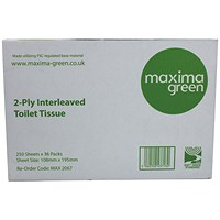 Maxima Bulk Pack Toilet Tissue 2-Ply 250 Sheets White (Pack of 36) KMAX2067