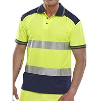 Beeswift Two Tone Polo Shirt, Saturn Yellow & Navy Blue, Medium