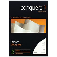 Conqueror A4 Wove Finish Prestige Paper, Brilliant White, 100gsm, Ream (500 Sheets)