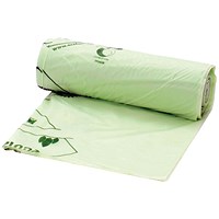 Compostable Food Waste Liners, 80 Litres, Green, 15 Rollsx20 (Pack of 300)