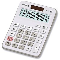Casio MX-12B Desktop Calculator, 12 Digit, Solar and Battery Power, White