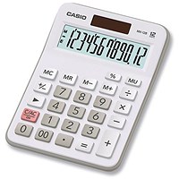 Casio MX-12B Desktop Calculator, 12 Digit, Solar and Battery Power, White