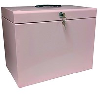 Cathedral File Box with 5 Suspension Files A4 Pastel Pink