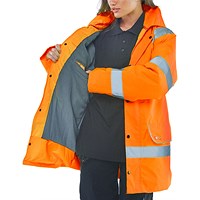 Beeswift High Visibility Fleece Lined Traffic Jacket, Orange, Large
