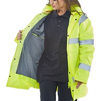 Beeswift High Visibility Fleece Lined Traffic Jacket, Saturn Yellow, Large