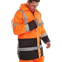 Beeswift Constructor Traffic Two Tone Fleece Line Jacket, Orange & Black, 3XL