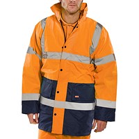 Beeswift Constructor Traffic Two Tone Fleece Line Jacket, Orange & Navy Blue, 3XL Beeswift Constructor Traffic Two Tone Fleece Line Jacket, Orange & Navy Blue, 3XL